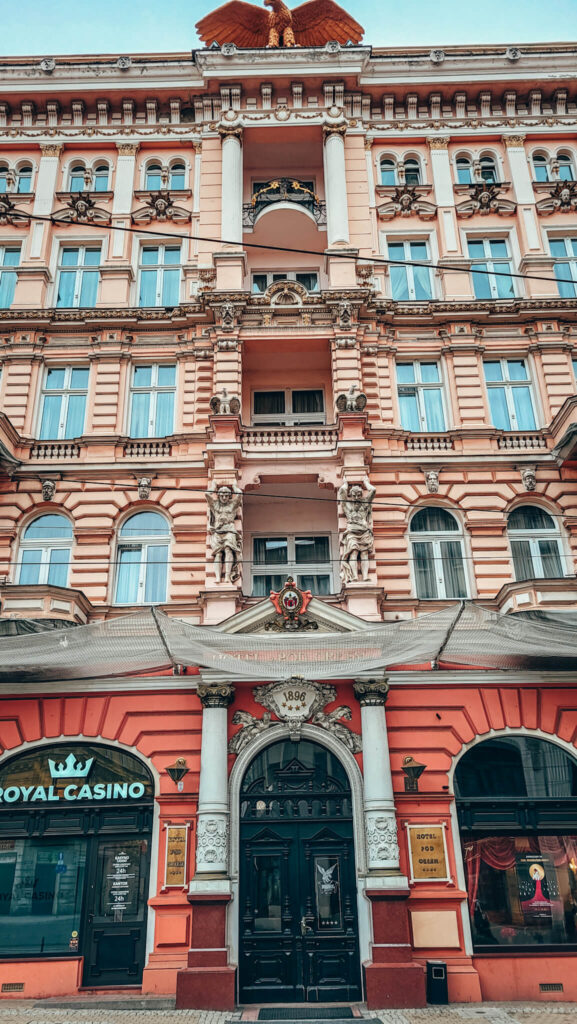 Decorated building of Hotel Pod Orłem